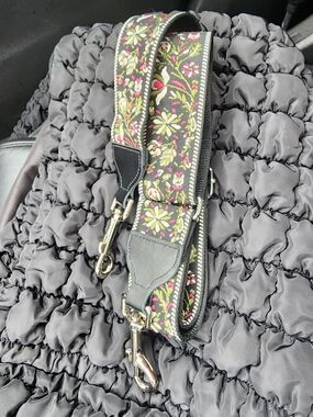 CLOUD MUSIC Floral Jacquard Adjustable Bag Strap - Pink & Green